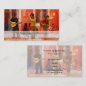 Straßenmusiker spielen Gitarre Mandolin und Flute Visitenkarte (Vorne/Hinten)