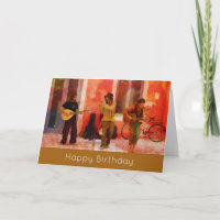 Straßenmusiker spielen zum Geburtstag glücklich zu