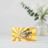 Straßenradfahrer mit Retro Sunburst Biking Visitenkarte (Stehend Vorderseite)