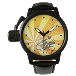 Straßenradfahrer und Retro-Sunburst-Biker Armbanduhr