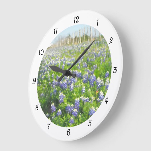 Straßenrandbluebonnets-runde Uhr (Winkel)