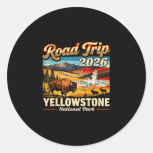 Straßenreise 2026 Yellowstone-Nationalpark Büffel Runder Aufkleber