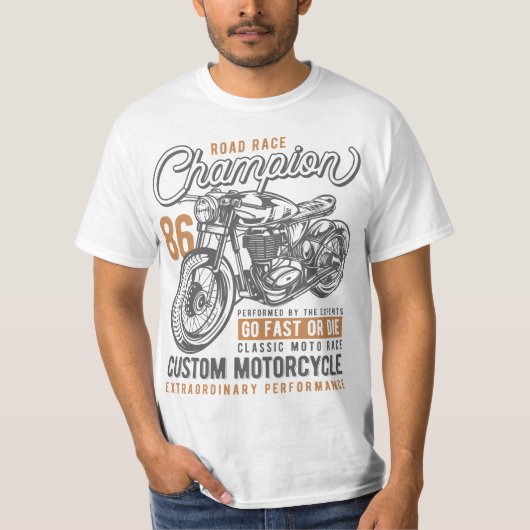 Straßenrennen Champion Costum Motorrad T-Shirt (Vorderseite)