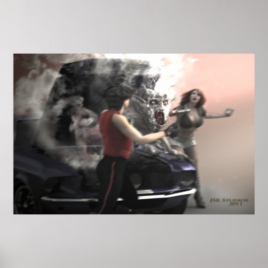 Straßenreparatur Poster (Vorne)