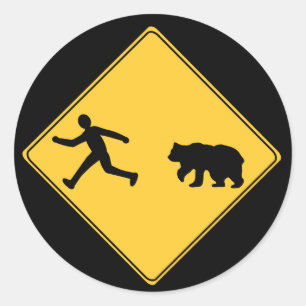 Straßenschild - Bär Runder Aufkleber