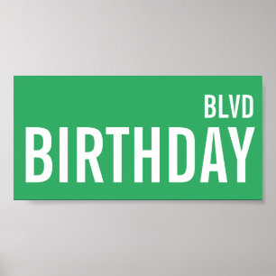 Straßenschild Birthday Boulevard Dekorationszeiche Poster
