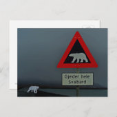 Straßenschild des Eisbären und Eisbär. Postkarte (Vorne/Hinten)