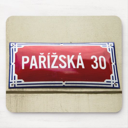 Straßenschild in Prag Mousepad (Vorne)