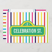 Straßenschild Primärfarben Regenbogen Modernes Par Einladung (Vorne/Hinten)