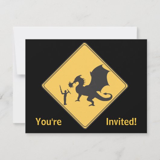 Straßenschild- Ritter & Dragon Einladung (Vorderseite)