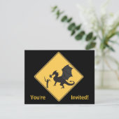 Straßenschild- Ritter & Dragon Einladung (Stehend Vorderseite)