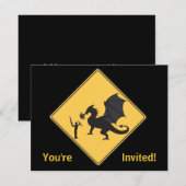 Straßenschild- Ritter & Dragon Einladung (Vorne/Hinten)