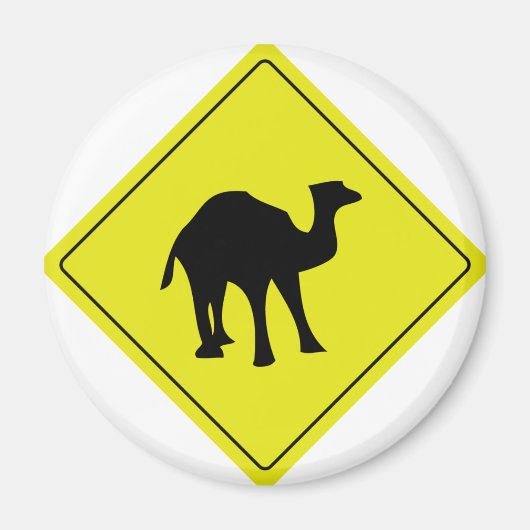 Straßenschild von australischem Kamel gelb Magnet (Vorne)