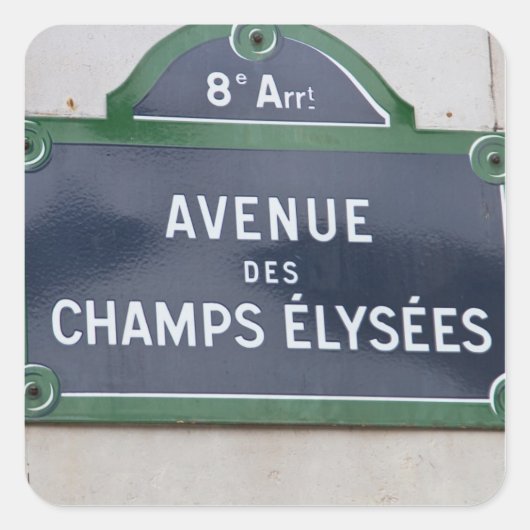 Straßenschild von Paris Quadratischer Aufkleber (Vorderseite)