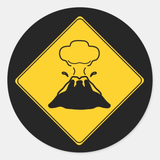 Straßenschild - Vulkan Runder Aufkleber (Vorderseite)