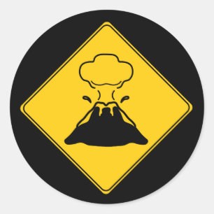 Straßenschild - Vulkan Runder Aufkleber