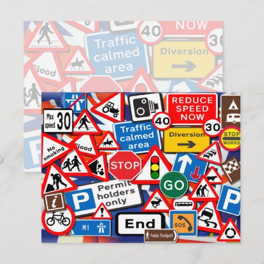 Straßenschilder Postkarte (Vorne/Hinten)