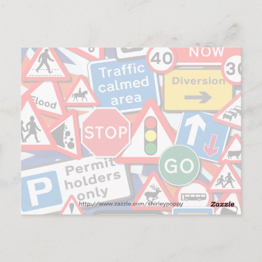 Straßenschilder Postkarte (Rückseite)