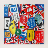 Straßenschilder und Autos Puzzle (Horizontal)