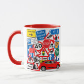 Straßenschilder und Red Motorcar Tasse (Links)