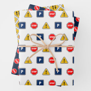 Straßenschilder Wrapping Paper Flat Sheet Set 3 Geschenkpapier Set