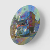 Straßensperre für den Schwertransport Red Truck Wa Runde Wanduhr (Winkel)