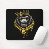 Straßenstyle Gorilla mit goldener Krone und Kette Mousepad (Mit Mouse)