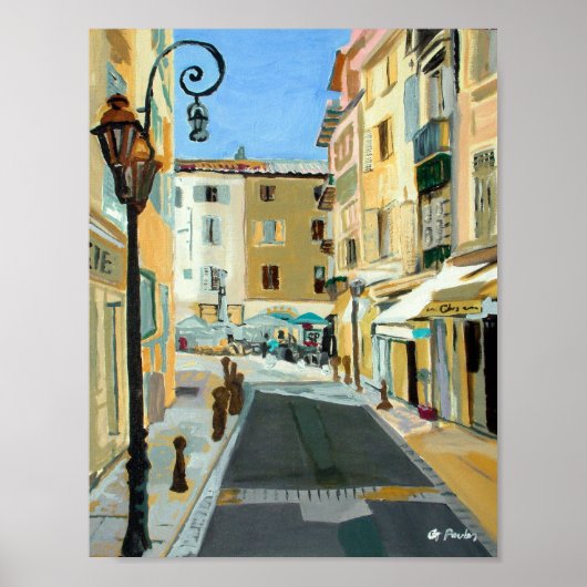 Straßenszene in Antibes Poster (Vorne)