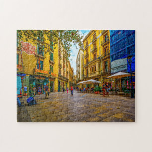 Straßenszene in Barcelona. Puzzle