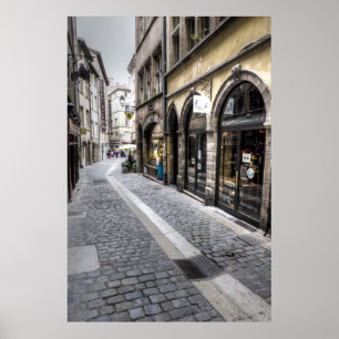Straßenszene in der Altstadt, Frankreich Poster