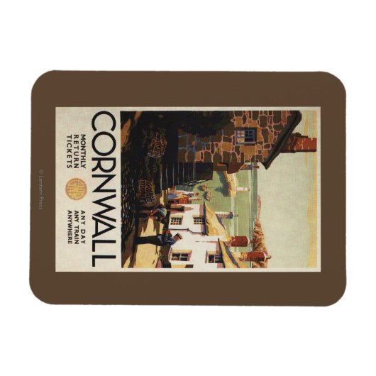 Straßenszene mit Zwei-Männer-Arbeitsbahn Magnet (Horizontal)