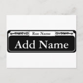 Straßenunterschrift, Name hinzufügen, Rue-Name Postkarte (Vorderseite)