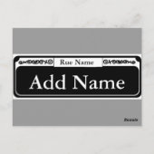 Straßenunterschrift, Name hinzufügen, Rue-Name Postkarte (Rückseite)