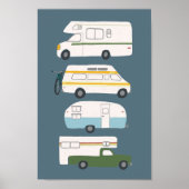 STRASSENVERKEHR! Campervan vanlife RV Trailer Blue Poster (Vorne)