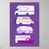 STRASSENVERKEHR! Campervan vanlife RV Trailer Lila Poster (Vorne)