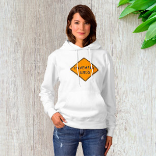 Straßenverkehrszeichen Warnung Pavement Ends Hoodie