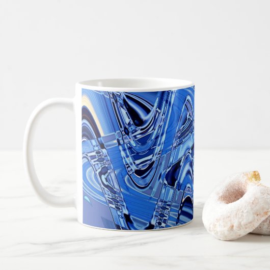 Straßenwellen in blau kaffeetasse (Mit Donut)