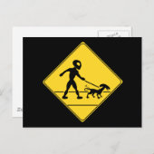 Straßenzeichen - Alien überqueren Postkarte (Vorne/Hinten)