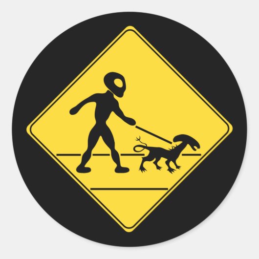 Straßenzeichen - Alien überqueren Runder Aufkleber (Vorderseite)