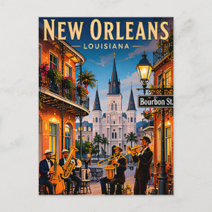 🎷 Straßenzüge im French Quarter von New Orleans Postkarte
