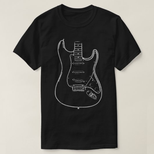 Strat Electric Guitar Line Art Geschenk Idee T-Shirt (Design vorne)