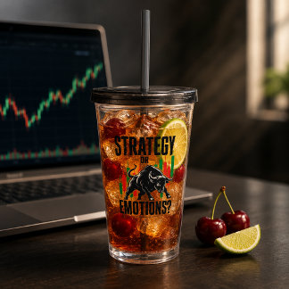 Strategie oder Emotionen Bull Trading-Mindset-Desi Acryltrinkbecher