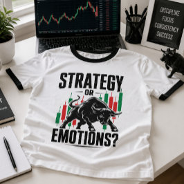 Strategie oder Emotionen Bull Trading-Mindset-Desi T-Shirt