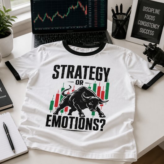 Strategie oder Emotionen Bull Trading-Mindset-Desi T-Shirt