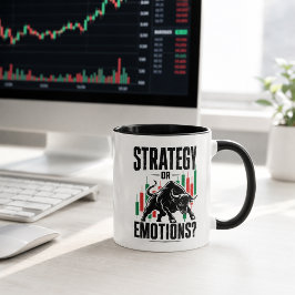 Strategie oder Emotionen Bull Trading-Mindset-Desi Tasse