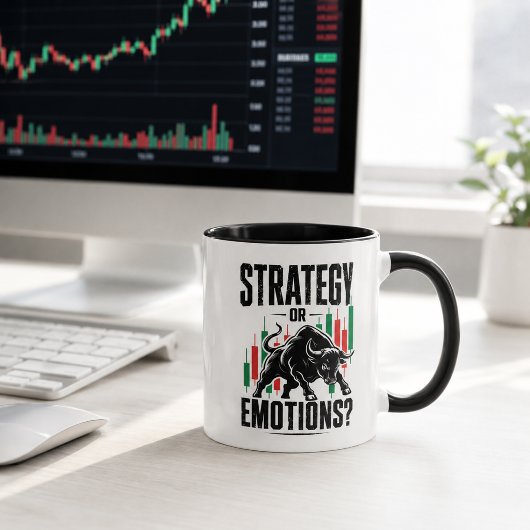 Strategie oder Emotionen Bull Trading-Mindset-Desi Tasse
