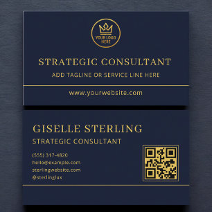 Strategischer Berater Blue Gold Logo QR Code Visitenkarte