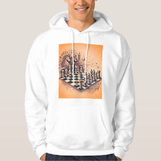 Strategischer Bewegt Schachbrettmuster-Sketch-T -  Hoodie
