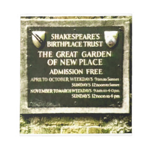 Stratford-nach-Avon Shakespeares Geburt jGibney Notizblock