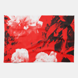 Stratford-nach-Avon weiße Blumen im roten jGibn Küchentuch